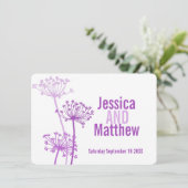 チャビルモダンフラワーパープルピンクの結婚式の招待 招待状 (スタンド正面)