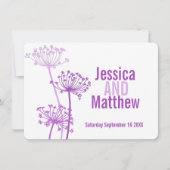 チャビルモダンフラワーパープルピンクの結婚式の招待 招待状 (正面)