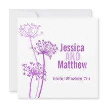 チャビルモダンフラワーパープルピンクの結婚式の招待