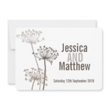 チャビルモダンフラワーブラウン結婚式の招待