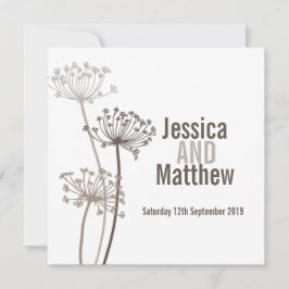 チャビルモダンフラワーブラウン結婚式の招待 招待状