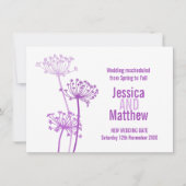 チャビルモダンフラワー結婚パープルの再計画 招待状 (正面)