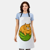 チャビーキャットオンスイカミームシャツ エプロン (着用した状態)