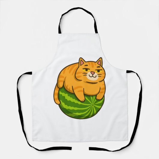 チャビーキャットオンスイカミームシャツ エプロン (正面)