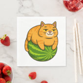 チャビーキャットオンスイカミームシャツ スタンダードランチョンナプキン (インサイチュ)