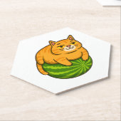 チャビーキャットオンスイカミームシャツ ペーパーコースター (アングル)