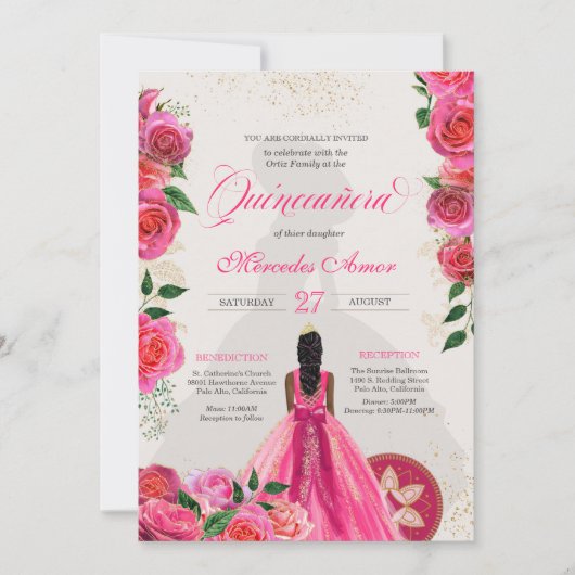 チャファンシーラピンク金ゴールドバラカントリーキンセアニェラI 招待状 (正面)