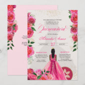 チャファンシーラピンク金ゴールドバラカントリーキンセアニェラI 招待状 (正面/裏面)