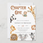チャプターストーリーブックジャングルサファリ1歳 招待状 (正面)