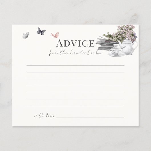 チャプターブックティーパークブライダルシャワーアドバイスカード (正面)