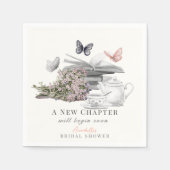 チャプターブックバタフライピンクブライダルシャワー スタンダードカクテルナプキン (正面)