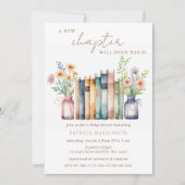 チャプター物語の新しい男女兼用ブックベビーシャワー 招待状 (正面)