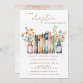 チャプター物語の新しい男女兼用ブックベビーシャワー 招待状 (正面/裏面)