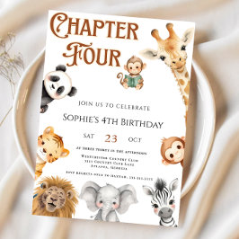 チャプター2ストーリーブックジャングルサファリ4th誕生日 招待状