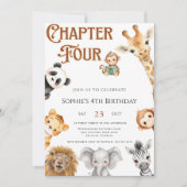 チャプター2ストーリーブックジャングルサファリ4th誕生日 招待状 (正面)