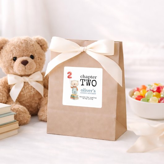 チャプター2ベアブック男子2歳の誕生日おめでとう スクエアシール