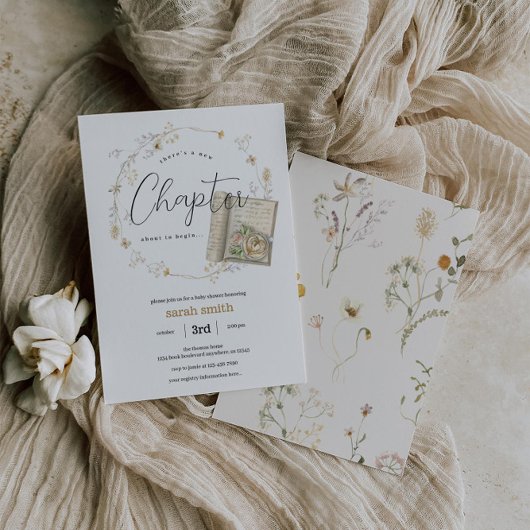 チャプター・ブックをテーマにした赤男女兼用ちゃんシャワー 招待状