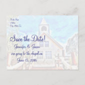 チャペルに行く日付のポストカ結婚ードを保存 案内ポストカード (裏面)