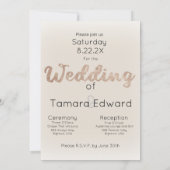 チャペルのシャンパンフォイルに写真で行く 招待状 (裏面)