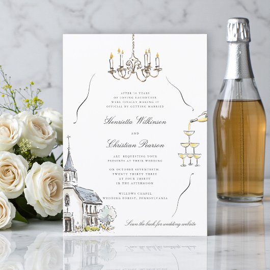 チャペルスケッチの結婚式ウェブサイトQR 招待状