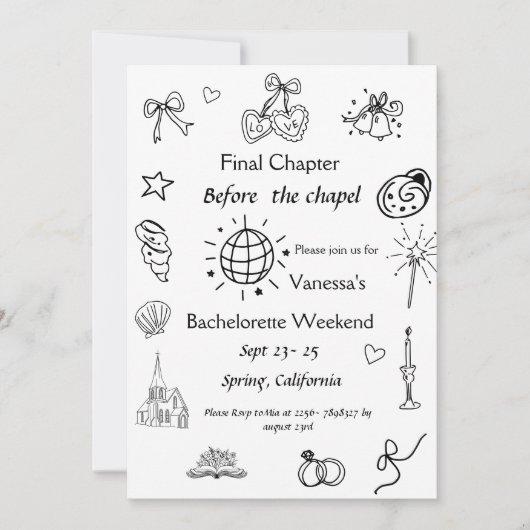 チャペルブックの前の最終章バチェロレッテ 招待状 (正面)