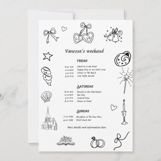 チャペルブックの前の1章バチェロレッテ 招待状 (裏面)