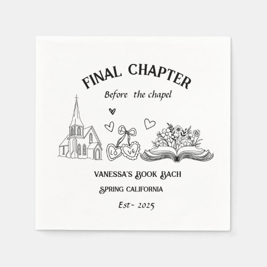 チャペル前の最終章の本バチェロレッテ スタンダードカクテルナプキン (正面)