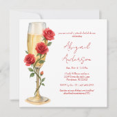 チャペル広場の赤いバラの輝く結婚前祝賀会 招待状 (正面)