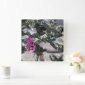 チャラサボテン開花 スクエア壁時計 (ホーム)