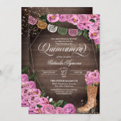 チャラピン素朴クロセス女性のカーボーイブーツキンセニェラ 招待状 (正面/裏面)