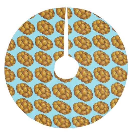 チャラブレッドハヌカーハヌカー(ユダヤ教の祭り)ユダヤの休日 ブラッシュドポリエステルツリースカート (正面)