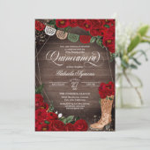 チャラ素朴女性のカーボーイブーツレッドローゼズキンセアニラ 招待状 (スタンド正面)