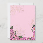 チャラ赤面ピンクローズ女性のカーボーイブーツキンセアニラ 招待状 (裏面)