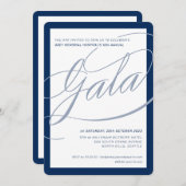 チャリティエレガントガフォーマルラ書道ネイビーブルー 招待状 (正面/裏面)