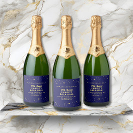 チャリティガラエレガントボール静かオークションブルー金ゴールド スパークリングワインラベル