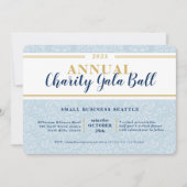 チャリティガラボールエレガントイベントネイビーブルー金ゴールド 招待状 (正面)