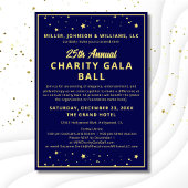 チャリティガラ静かボールエレガントオークションブルー金ゴールド 招待状