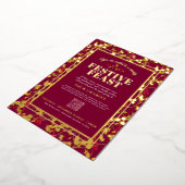 チャリティフェスティバル饗宴レッド金ゴールドベリーのクリスマス 箔招待状 (回転した状態)