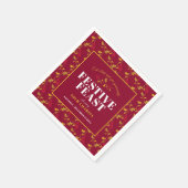 チャリティフェスティバル饗宴金ゴールド赤クリスマスディナー スタンダードカクテルナプキン (角)