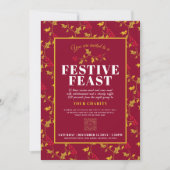 チャリティフェスティバル饗宴金ゴールド赤クリスマスディナー 招待状 (正面)