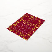 チャリティフェスティバル饗宴金ゴールド赤クリスマスディナー 箔シーズンポストカード (回転した状態)