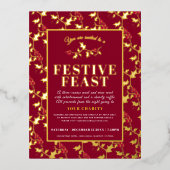 チャリティフェスティバル饗宴金ゴールド赤クリスマスディナー 箔シーズンポストカード (正面)