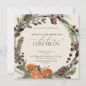 チャリティランチモダンオ素朴レンジウォーター色 招待状 (正面)