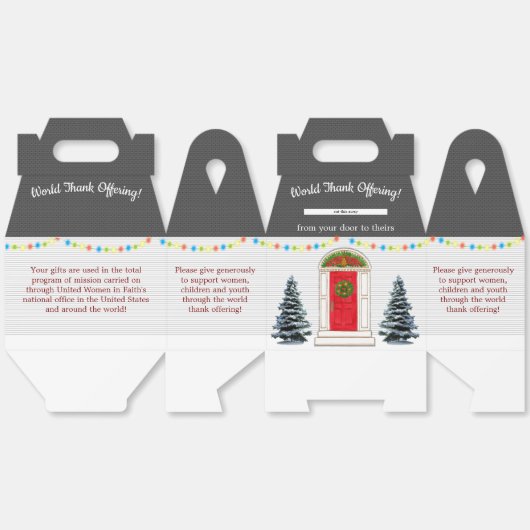 チャリティーまたはミッションのためのクリスマスコレクションボックス フェイバーボックス (見開き)