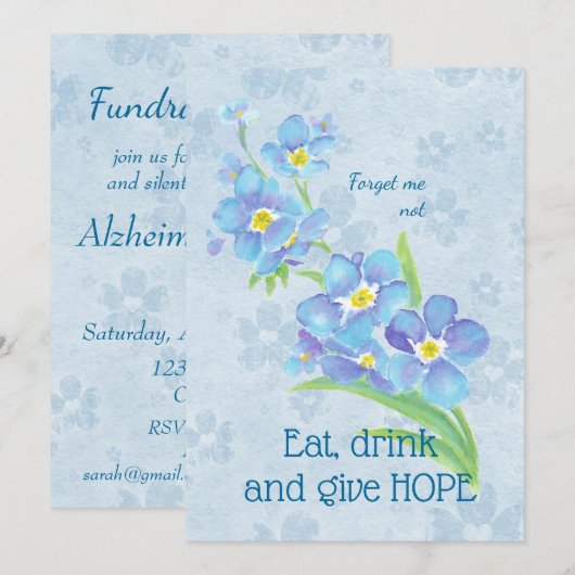 チャリティーイベント 忘れな草の花 招待状 (正面/裏面)