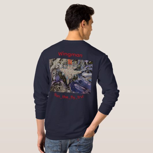 チャリティーウィングマン長袖 - メンズ Tシャツ (裏面フル)