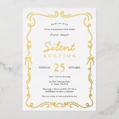 チャリティーエレガントファンドレイザー静かオークション金ゴールド 箔招待状 (正面)