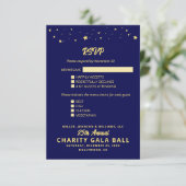 チャリティーファンドレイザガライベントネイビーブルー金ゴールド 出欠カード (スタンド正面)