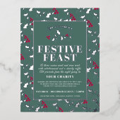 チャリティーフェスティバル饗宴クリスマスイベントグリーンシルバー 箔シーズンポストカード (正面)