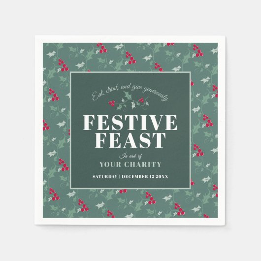 チャリティーフェスティバル饗宴グリーンクリスマスディナー スタンダードカクテルナプキン (正面)